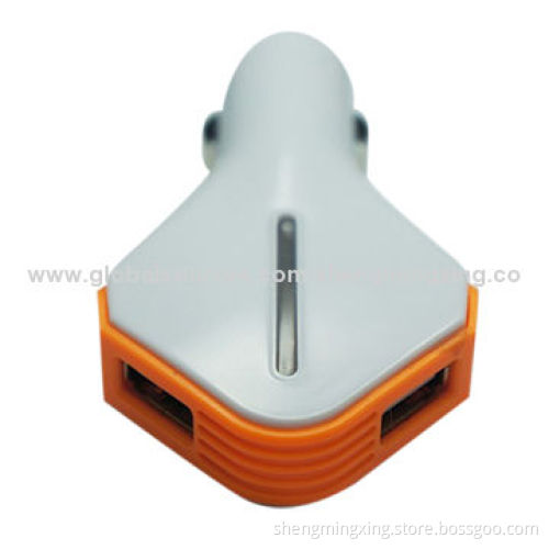 Two USB Output 5V/1A and 5V/2.1A Car Charger, Charges Smartphone and Tablet PC at Same Time